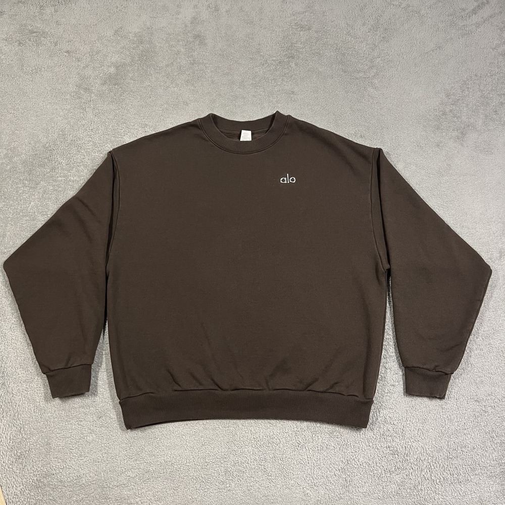 Alo Yoga Accolade Crew Neck Pullover Sweatshirt Womens Medium Espresso Brown